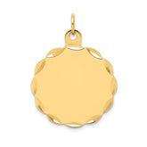 14K .027 Gauge Engravable Scalloped Disc Charm